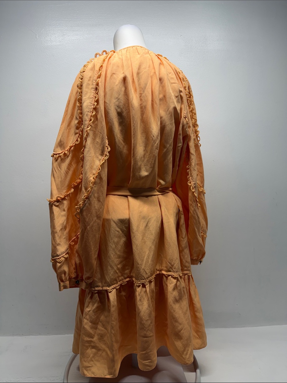 Kobi Halperin Meadow Dress Linen Blend Peasant Mini Long Sleeve Orange Size XL - Picture 5 of 11